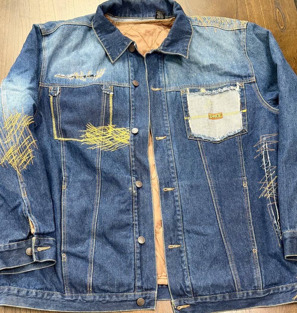 Enyce Jean Jacket Mens XL Denim Streetwear Grunge Utility Vintage Lined